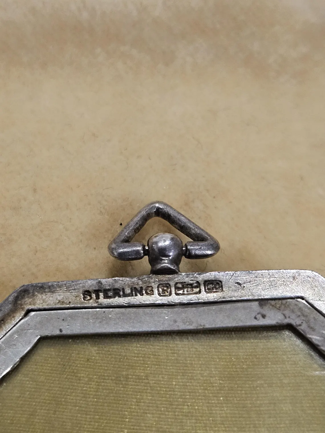 Antique Engraved art deco locket pendant Sterling silver 925 square heavy - Image 6