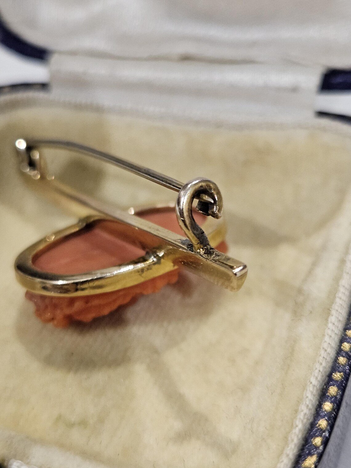 Antique Natural coral Cameo bacchante gilt over silver brooch - Image 3