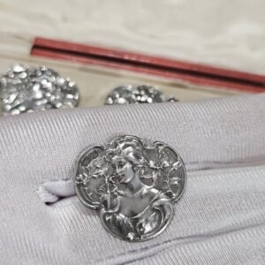 Antique real 4 buttons art nouveau sterling silver 925 hallmarked 1905