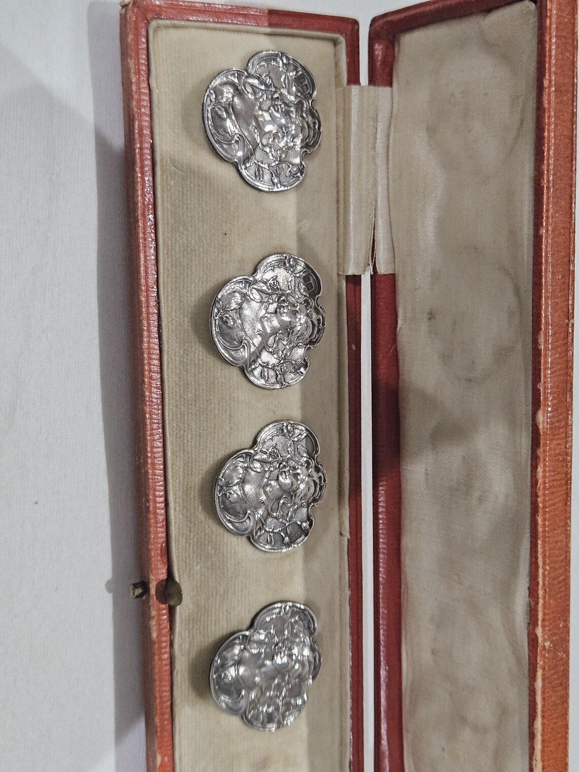 Antique real 4 buttons art nouveau sterling silver 925 hallmarked 1905 - Image 2