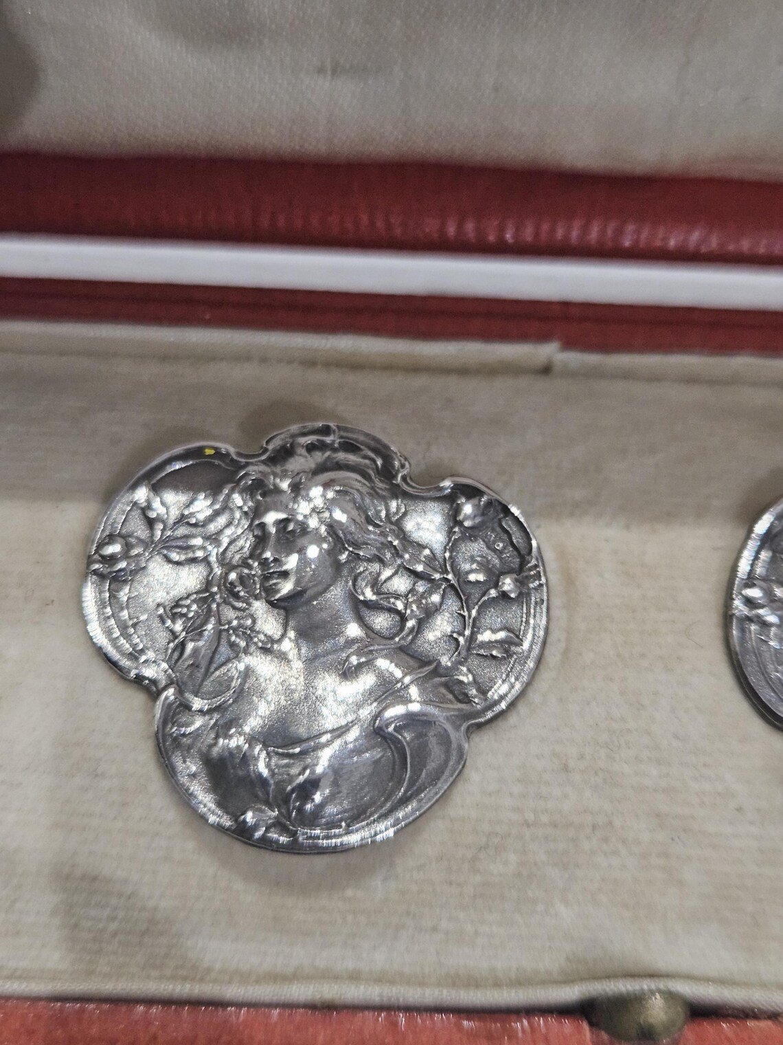 Antique real 4 buttons art nouveau sterling silver 925 hallmarked 1905 - Image 5