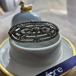 Sterling Silver Art deco Statment Marcasite Brooch 925