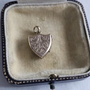 Unique Antique Victorian small shield 9ct gold back and front locket engraved
